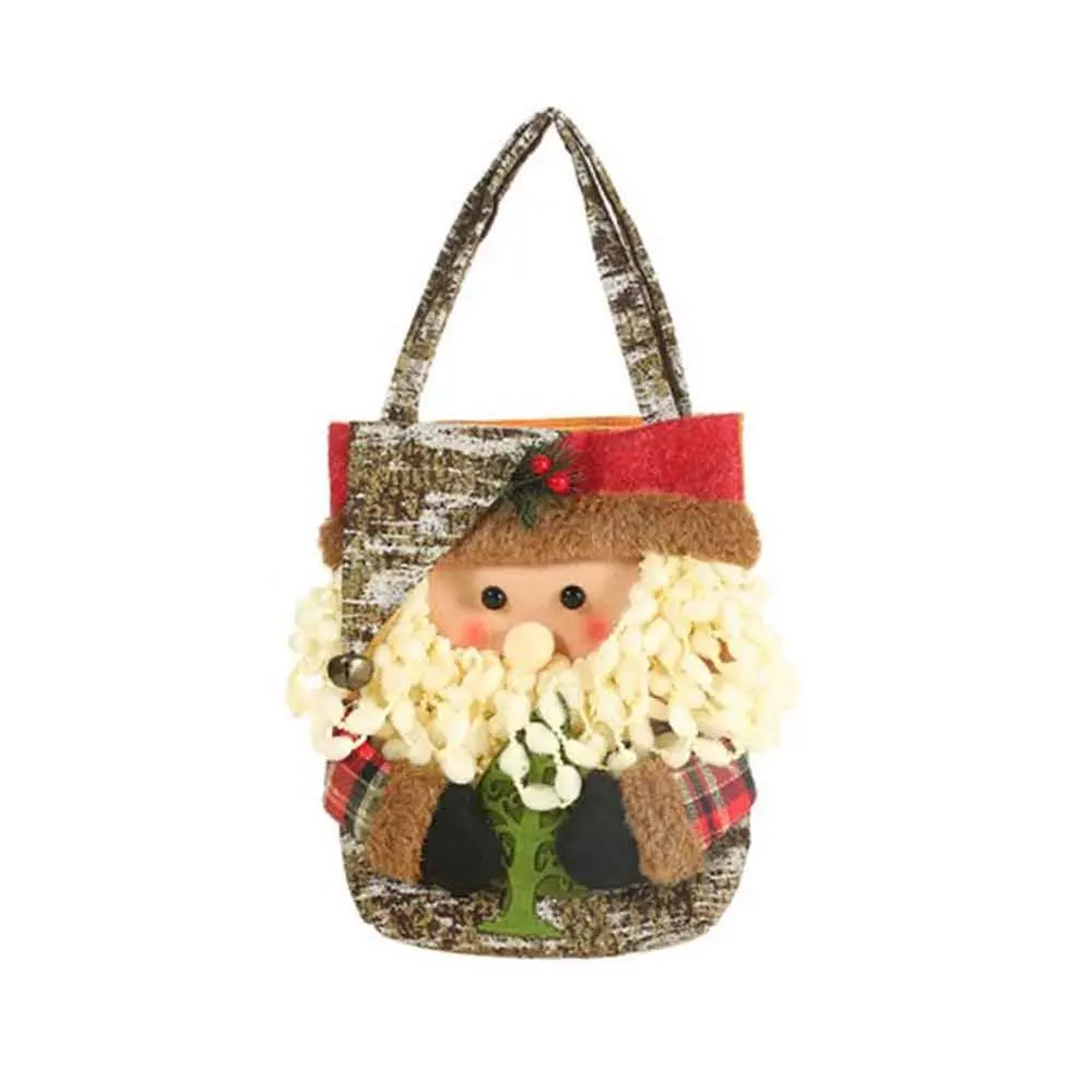 

1pc Christmas Candy Bag Reusable Non-Woven Tote Gift Shopping Bag Large with Long Loop Handles Xmas Festival Home Decor Supplies