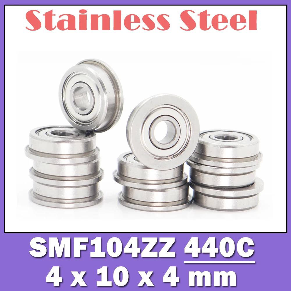 

SMF104ZZ Flange Bearing 4*10*4 mm ( 10 PCS ) Double Shielded Stainless Steel Flanged SMF104 Z ZZ Ball Bearings SMF104Z MF104 ZZ