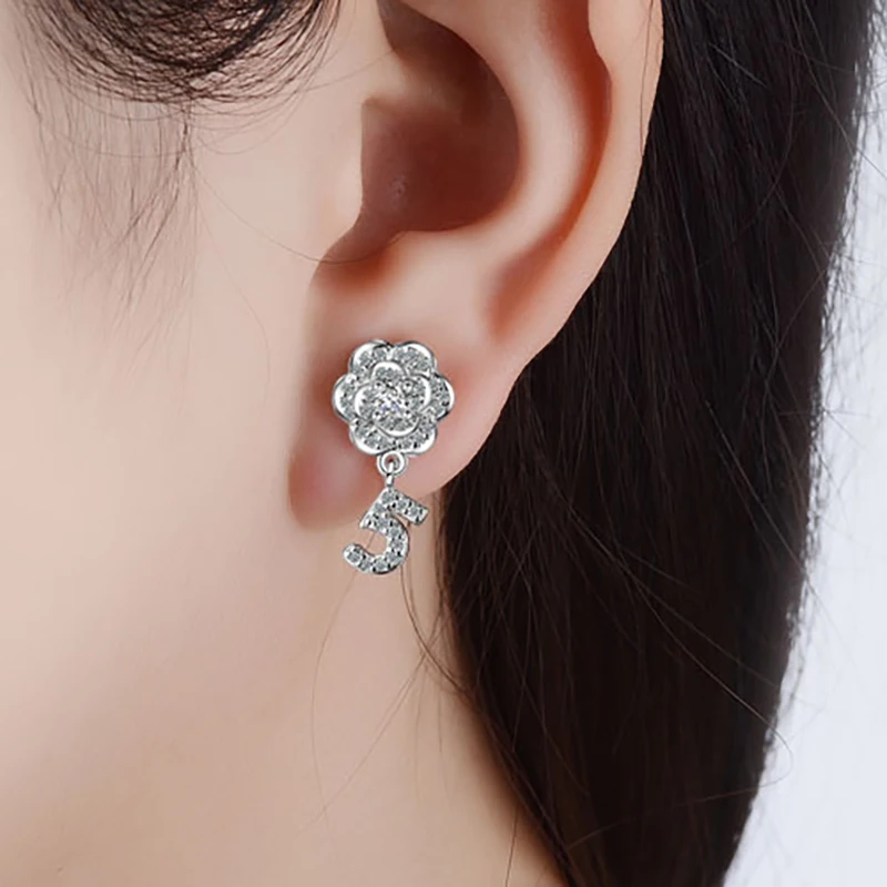 Полностью хрустальные серьги подвески в виде букв камелии 5 для женщин маленькие