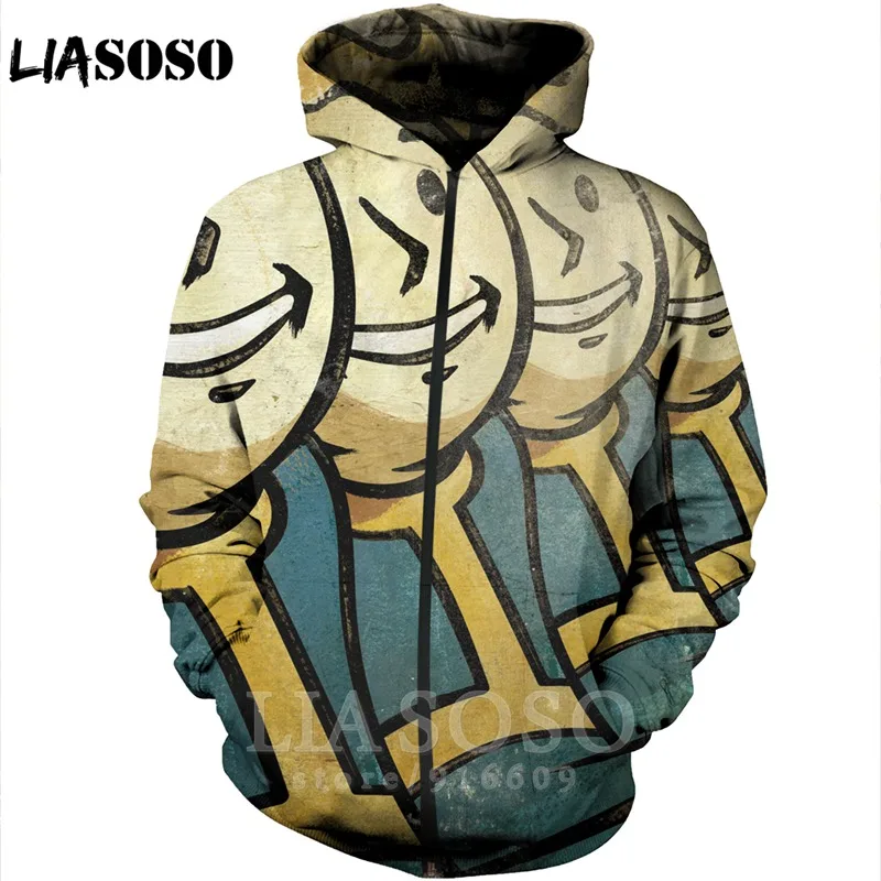 Забавный 3D принт унисекс аниме Fallout 4 хип хоп игра Толстовка с длинным рукавом homme Harajuku рубашка на молнии толстовки рок Толстовка A139