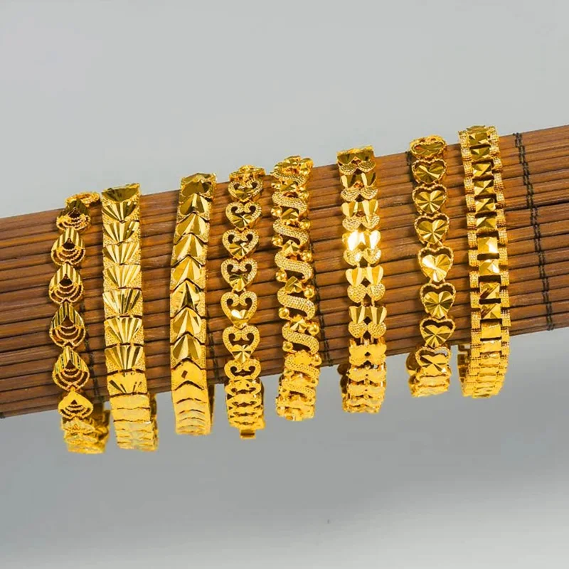 Gold Plated Bangles Dubai Gold Love Heart Bracelet Gift For Women