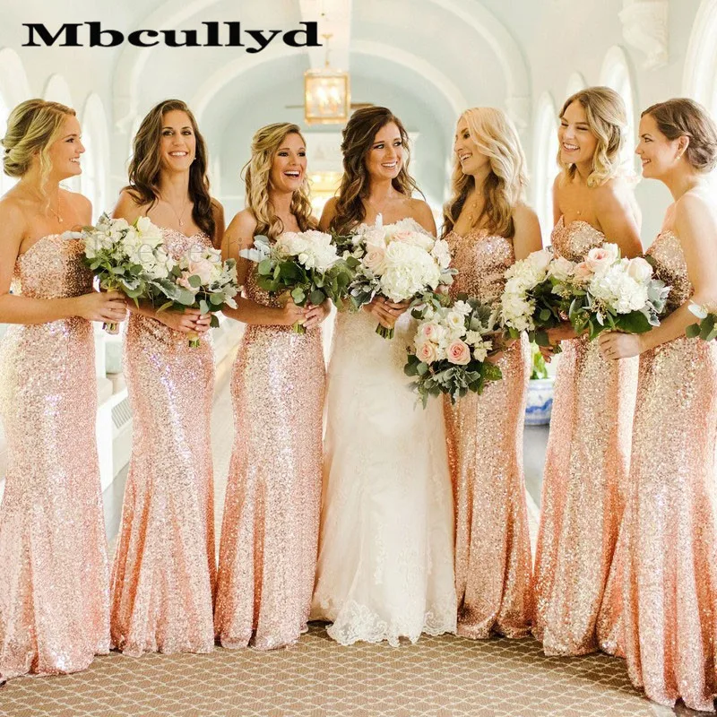 Mbcullyd Розовые Свадебные платья, расшитые блестками для женщин Vestido Madrinha возлюбленная Русалка длинное свадебное платье формальное платье