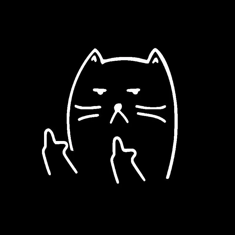 

Car Sticker Middle Finger Safety Sticker Cute Cat Black/silver 13cm * 12.8cm