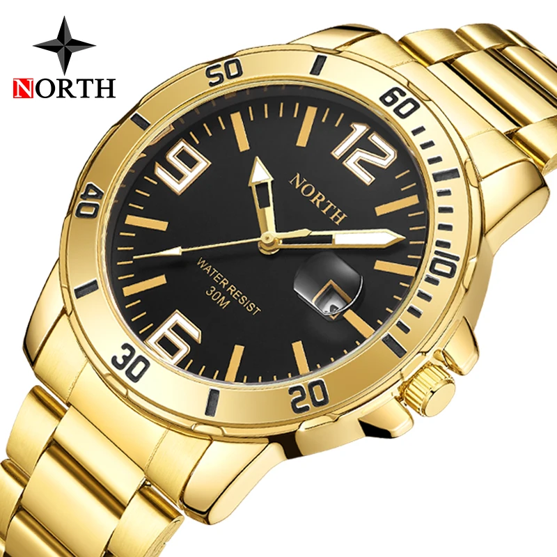 Роскошные Брендовые мужские новые часы NORTH Fashio деловые кварцевые из нержавеющей