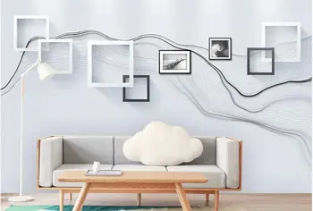 

custom made Black and white curve photo frame TV background wall wallpaper mural