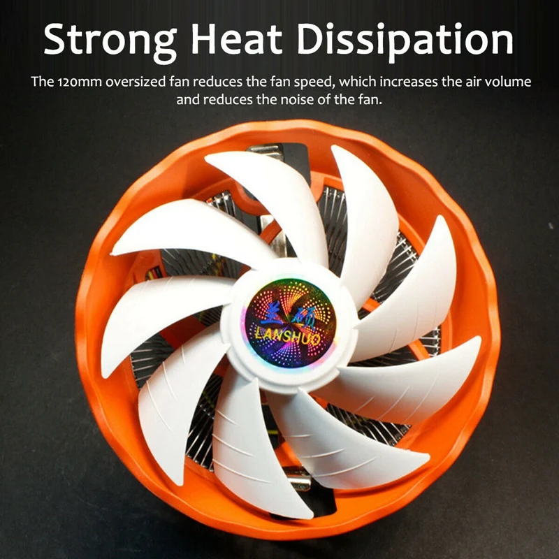 Cpu Cooler 12 см 3Pin Led Rgb вентилятор охлаждения для Lga 775/1156/1155/1151/1150/Amd