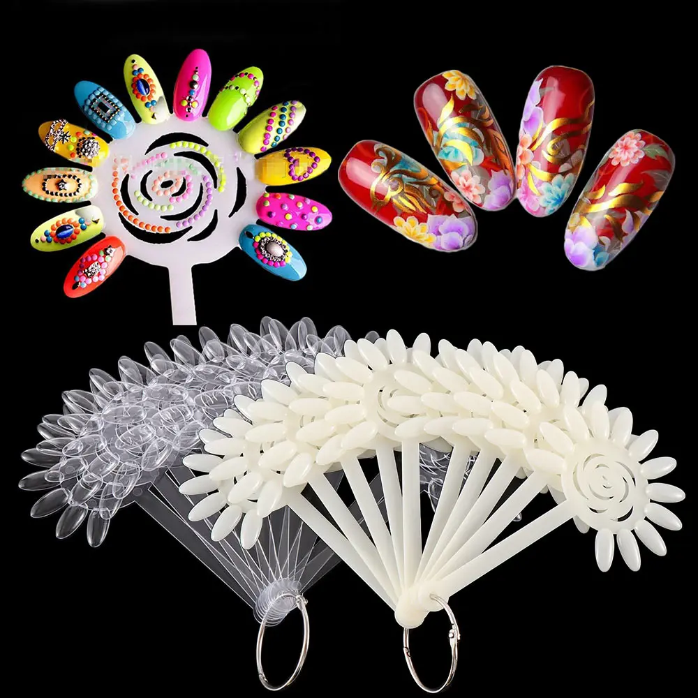 

120 Pcs False Nail Tips Nature Clear Black Fan Finger Full Card Nail Art Display Practice Acrylic UV Gel Polish Manicure Practic