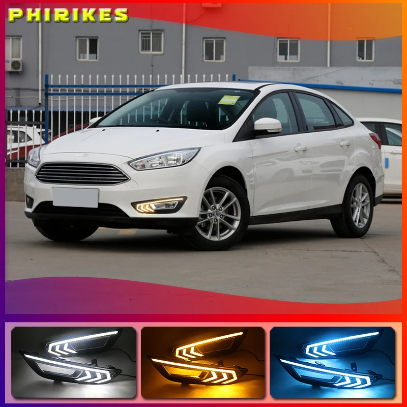

Дневные ходовые огсветильник, противотуманные фары для Ford Focus 3 mk3 2015, 2016, 2017, 2018, 12 В, 2 шт.