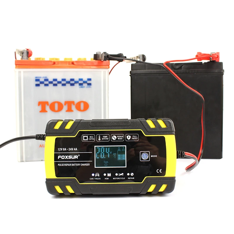 

12V 24V Motorcycle Car Battery Charger Truck Auto Repair Charger AGM Charger Intelligent Fast Power Charging Digital LCD Display