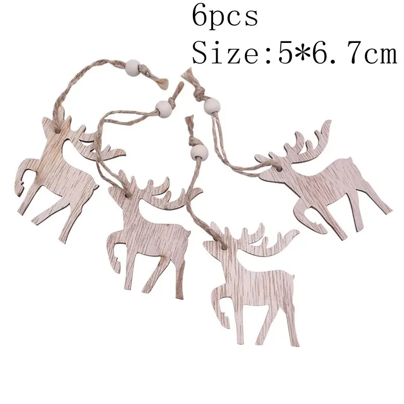 6pcs-S08 4/6 шт. Рождество деревянные подвески DIY Изделия из дерева Рождественская елка украшения для дома Рождественский год вечерние украшения подарки для детей - Цвет: 6pcs-S08