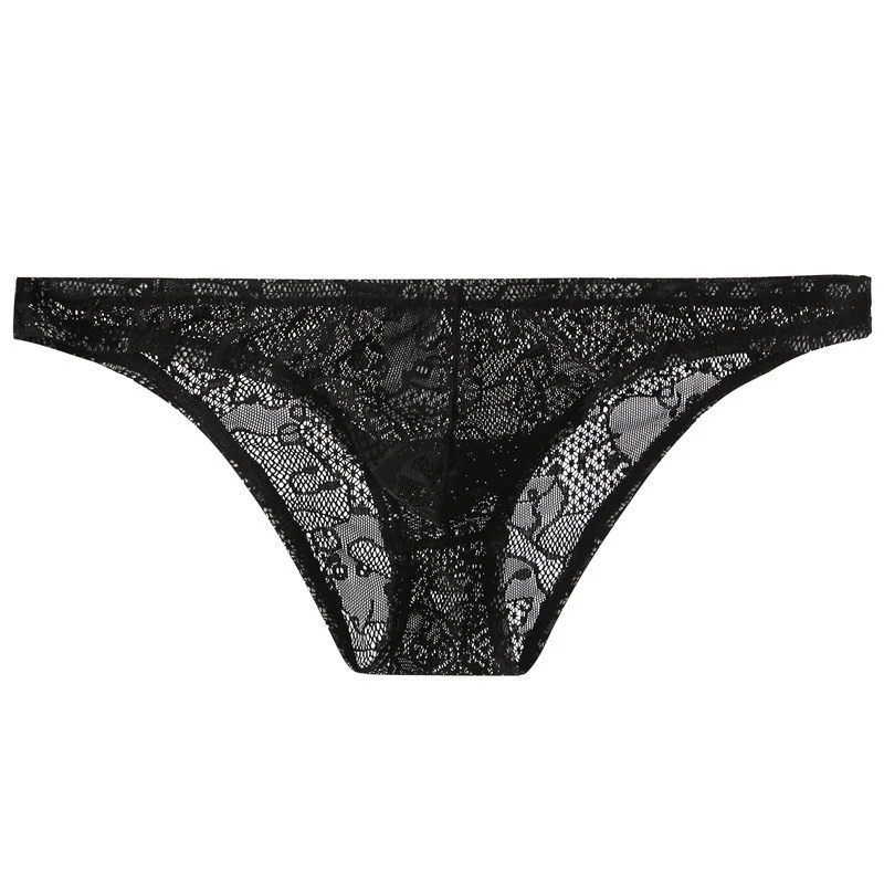 

Men Briefs Male Underwear Mesh Panties Sexy Lace Underpants See Through Lingerie Sissy Low Rise Thongs