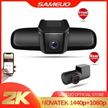 Sameuo escondido carro dvr traço cam wifi câmera frontal e traseira hd 1440p 1080p loop registro de controle app o processo de condução