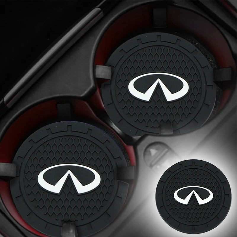 2pcsCarBadgeCupHolderMatSilicagelwaterCoasterForInfinitiFX35