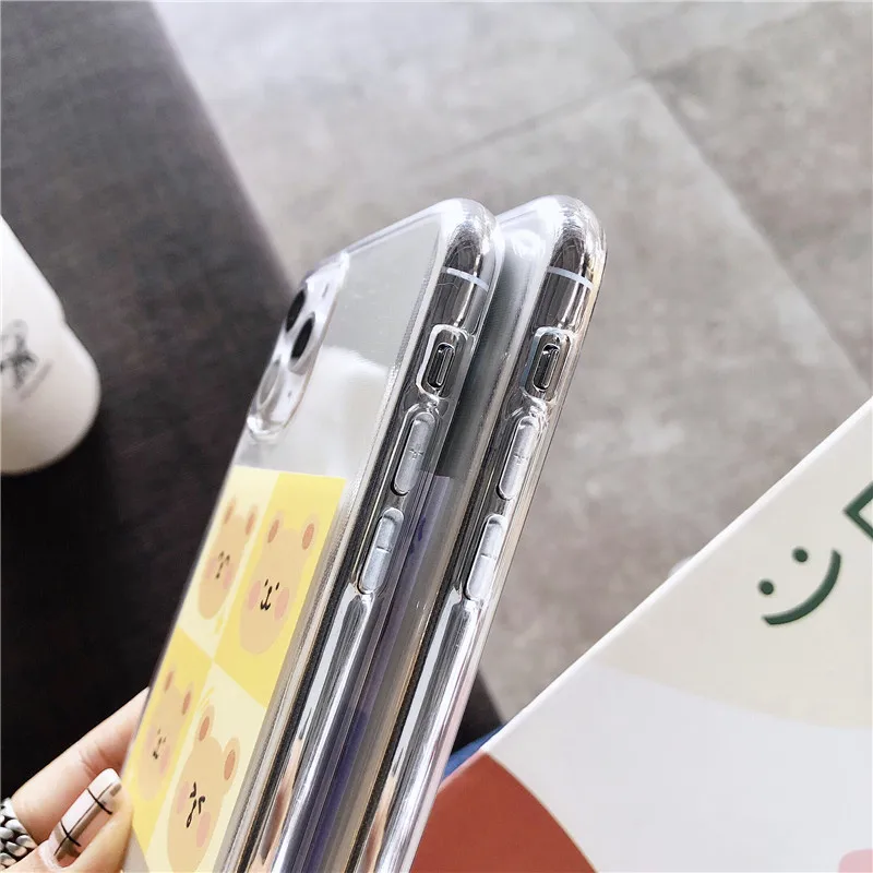 INS корейский милый мультяшный Кролик Медведь чехол для телефона для iphone 11 Pro Xs MAX XR X 6 6s 7 8 plus прозрачный мягкий ТПУ чехол для пары