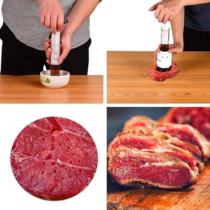 Professional Marinade and Meat Tenderizer BBQ Meat Steak Beef Sauce Injector Flavor Syringe 30 Stainless Steel Needle 2 in 1