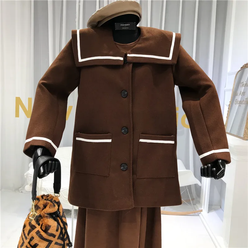 SWEETXUE Новая женская осенняя и зимняя одежда верхняя одежда длинное шерстяное пальто женское платье однобортное свободное цветной куртка
