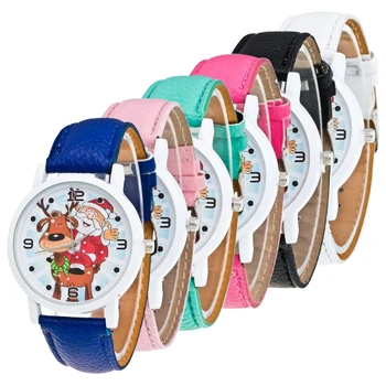 

Fashion Kids Adornment Christmas Ornaments Cartoon Pattern Band Simulate Quartz Watches Xmas Present For Children Decoration