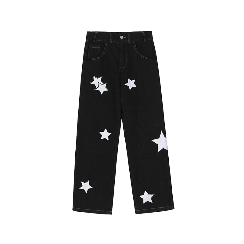 Black Spliced Jeans Pants Mens 