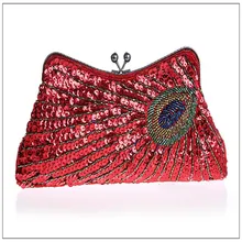 Женские клатчи на цепочке, вечерние сумочки с павлиньим узором, Блестками, Бисером, свадебные сумочки, Роскошные Мини дамские сумочки на застежке, вечерние сумочки WY44