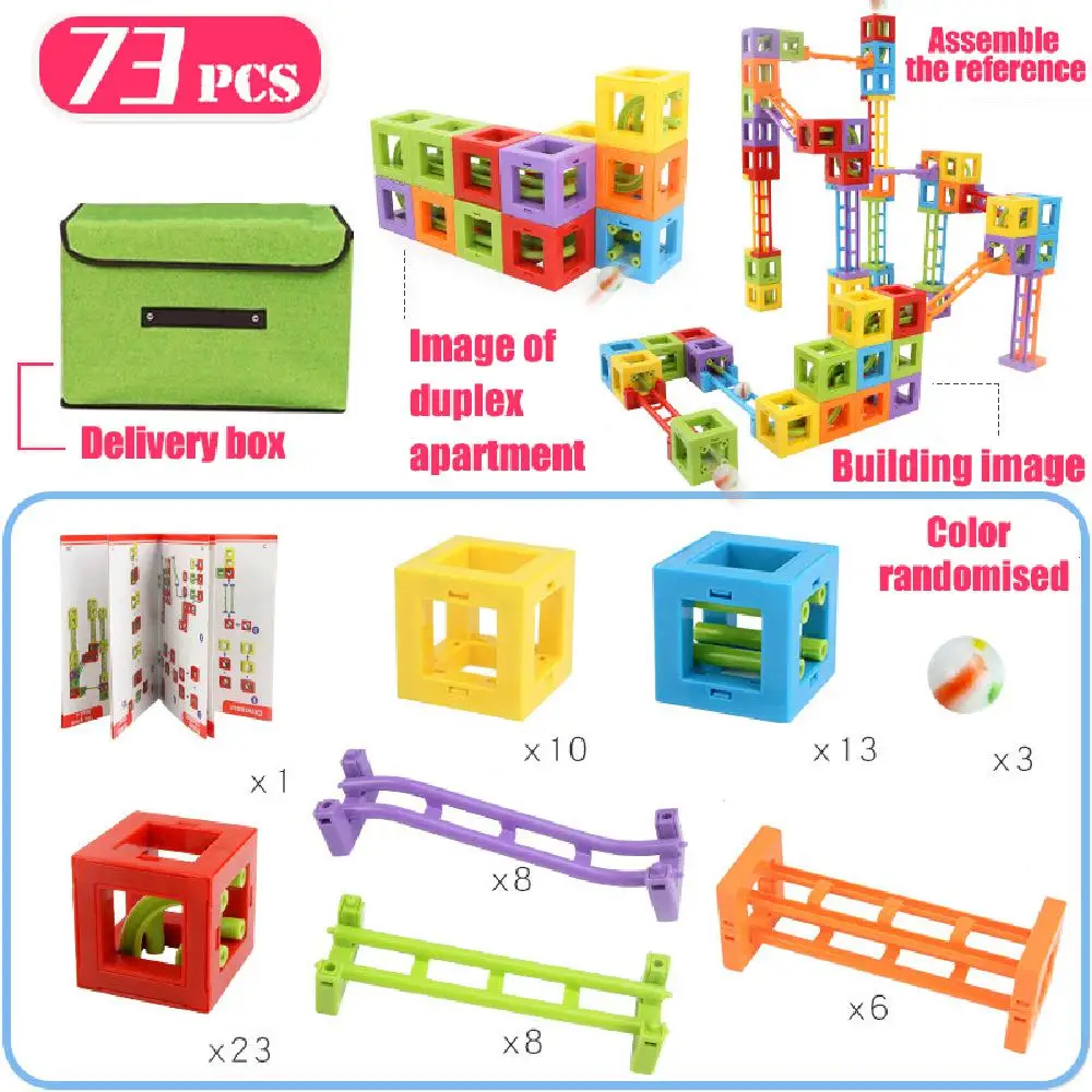 73 шт. DIY магнитные Обучающие игрушки Магнитный мраморный трек конструктор