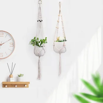 

Hand-woven Rope Flowerpot Bonsai String Net Bag Holder Gardening Flower Pot Net Bag Garden Decoration Green 626