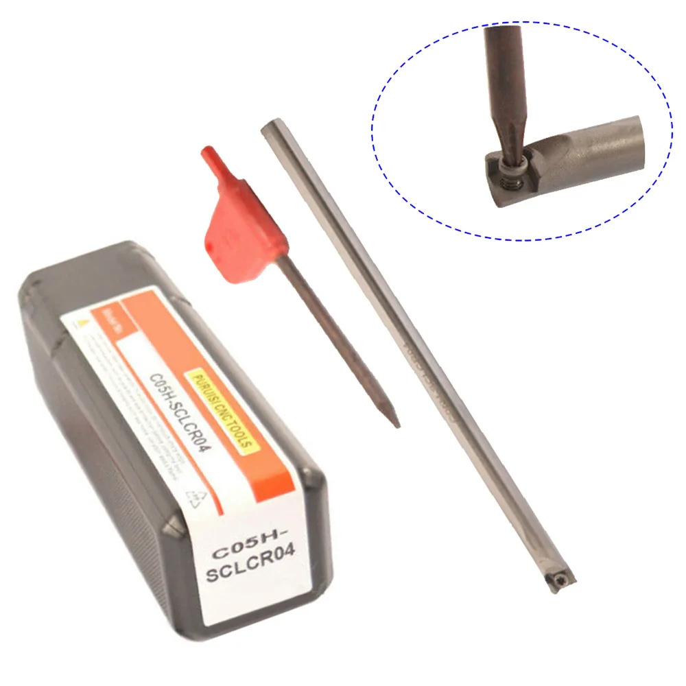 

1pc Turning tool holder Carbide + Tungsten Steel Anti-vibration Bracket C05H SCLCR04 Replacement Accessory