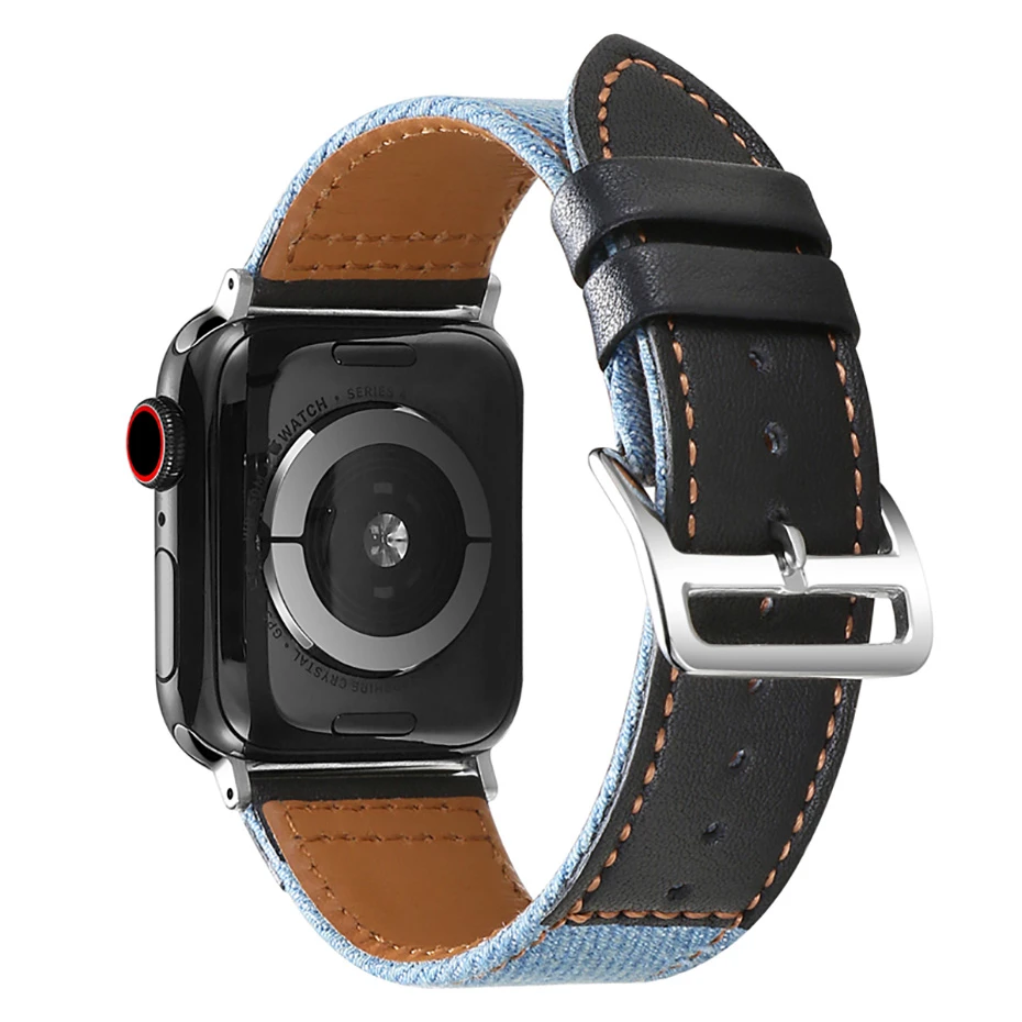 Ремешок нейлоновый кожаный для apple watch band 44 мм 42 38 40 аксессуары смарт часов Iwatch series