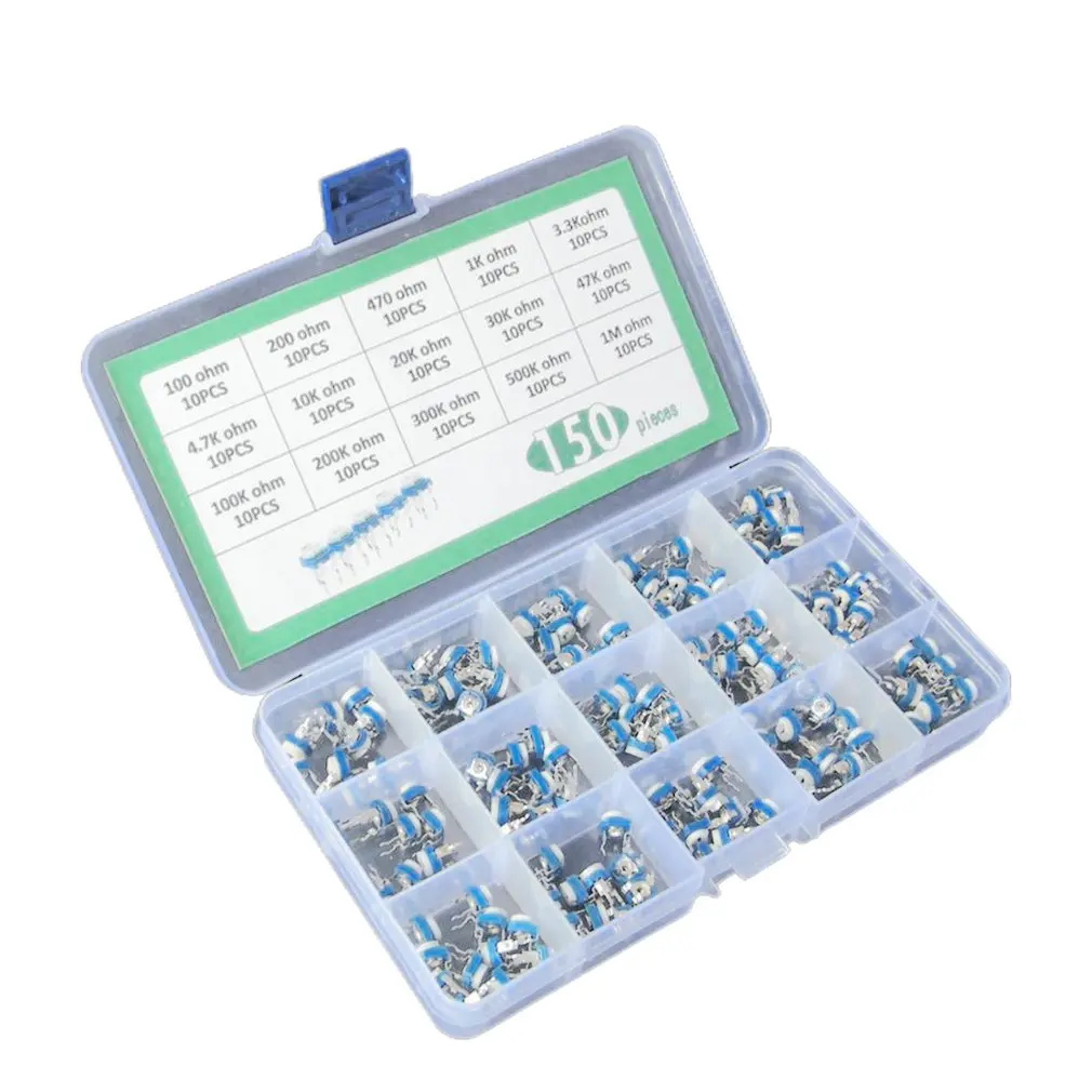 

150pcs/set RM065 Trimming Potentiometer Variable Resistors Assorted Kit Electronic Diy Kit 15 Values Each 10pcs with box