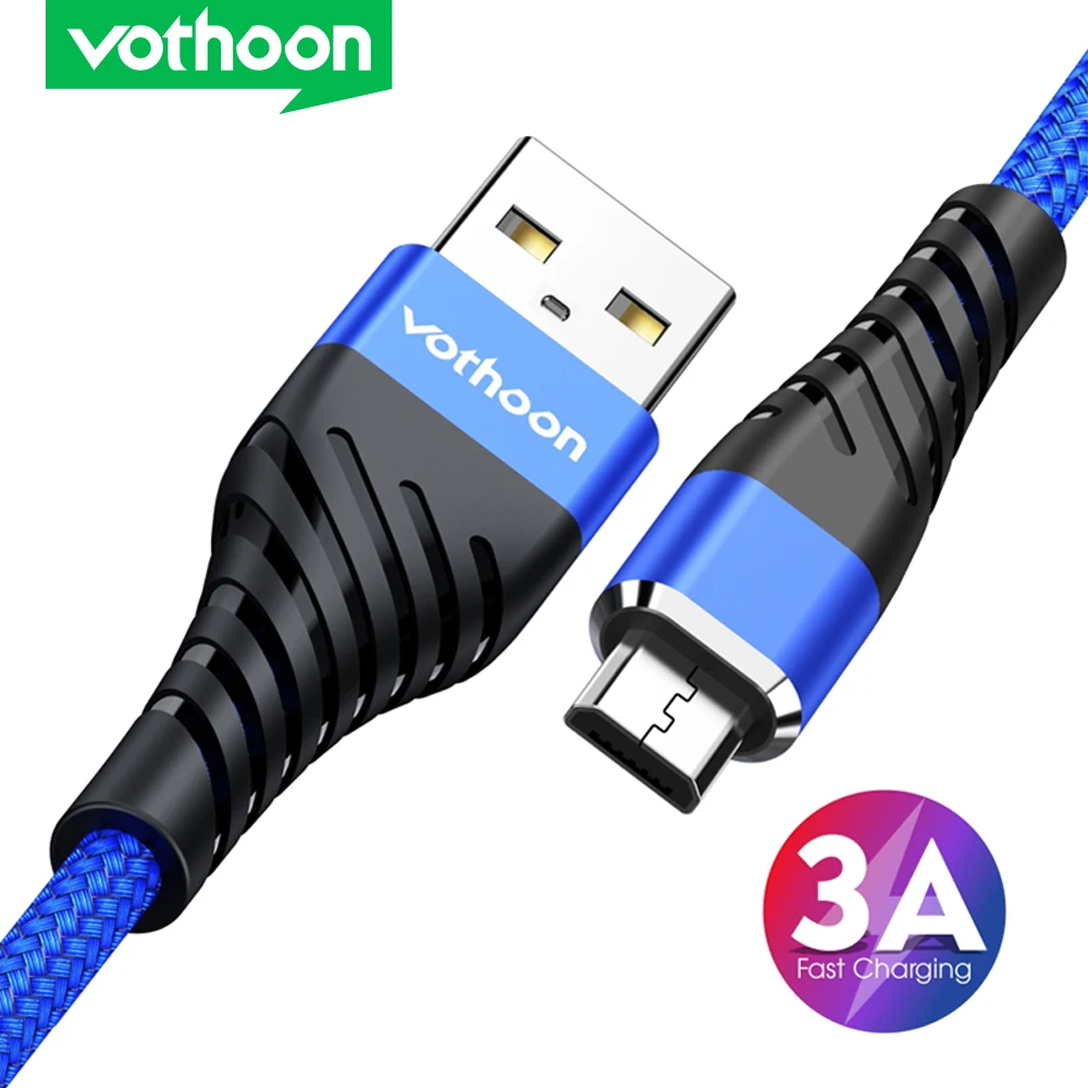 Vothoon micro cabo usb 3a carregamento rápido micro dados cabo usb para samsung xiaomi huawei android carregador do telefone móvel cabo de cabo