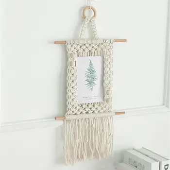 

Macrame Wall Hanging Tapestry Wall Decor Chic Bohemian Handwoven Cotton Tapestry Headboard Photo Frame Home Decoration