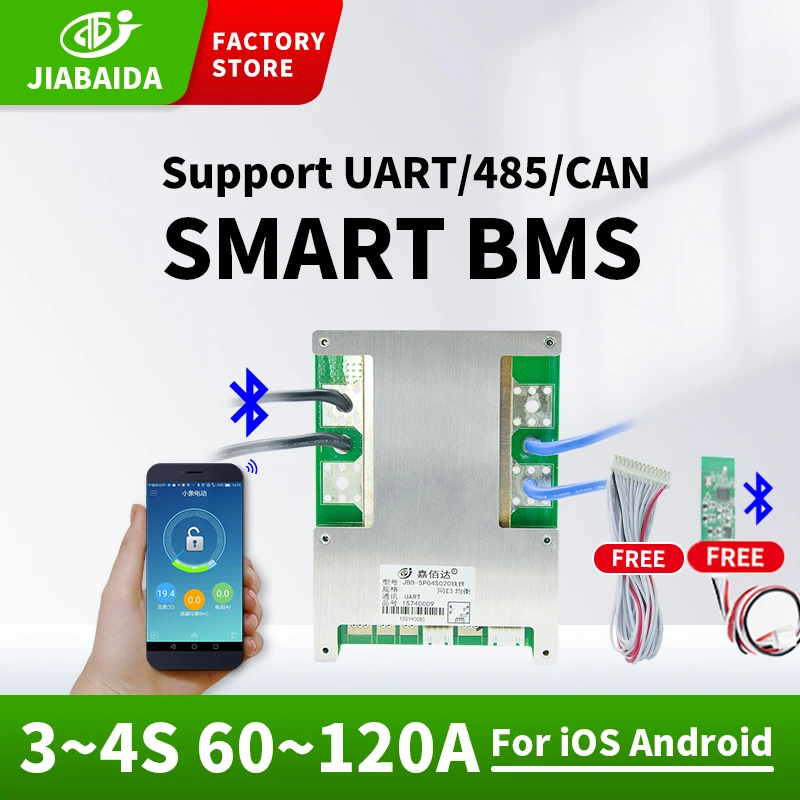 JBD Smart Bms 4S lifepo4 12 в 3S балансировочная плата защита одного и того же порта 60A 80A 100A 120A