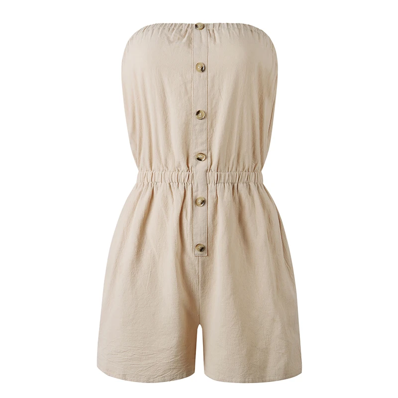 

Hot Three Color Ladies Summer Solid Casual Holiday Beach Shorts Sexy Jumpsuit Romper Womens Bandeau Sleeveless Mini Playsuit