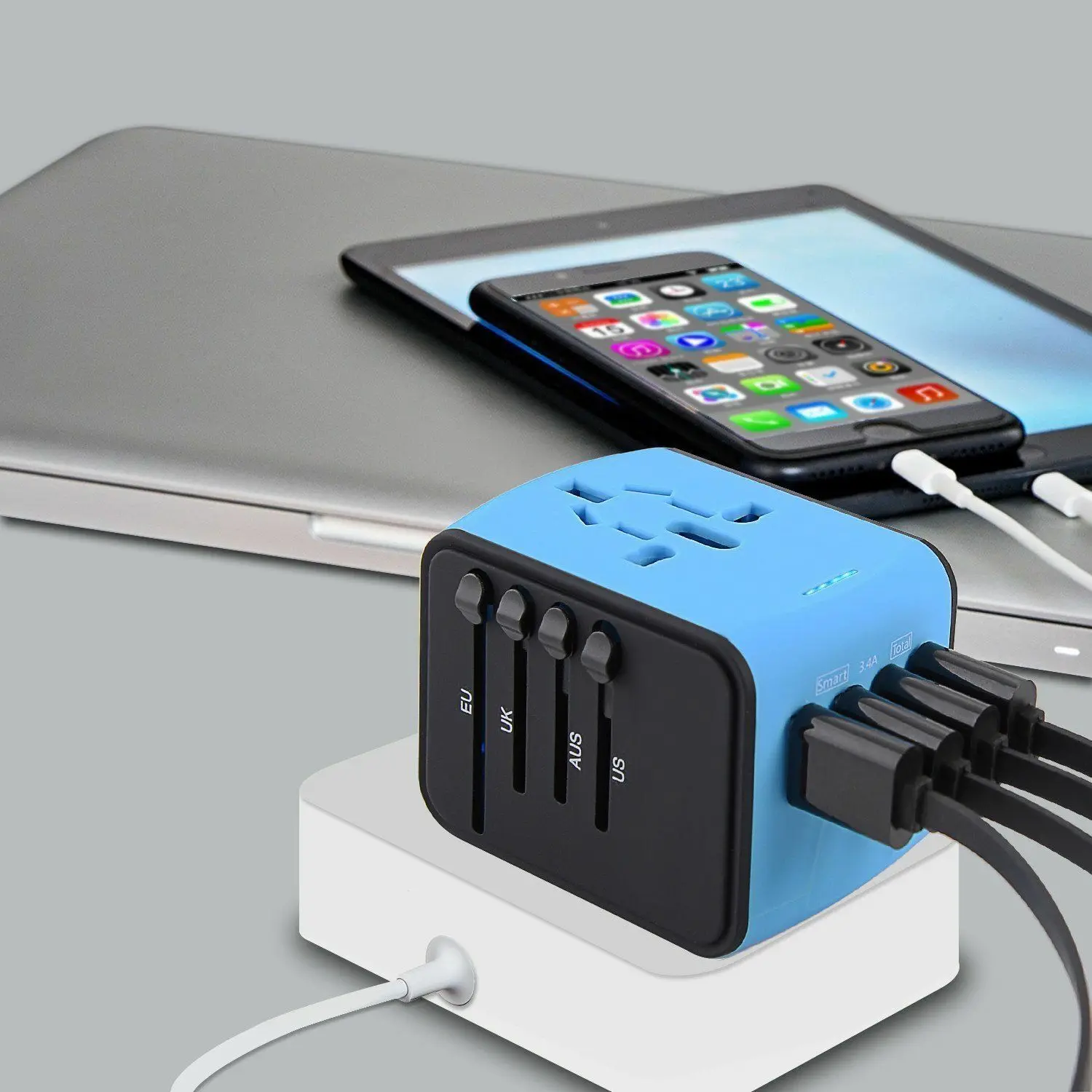 Адаптер для путешествий Универсальное зарядное устройство 4 USB порта все-в-одном международные настенные вилки розетки конвертер ЕС/США/Великобритания/Австралия