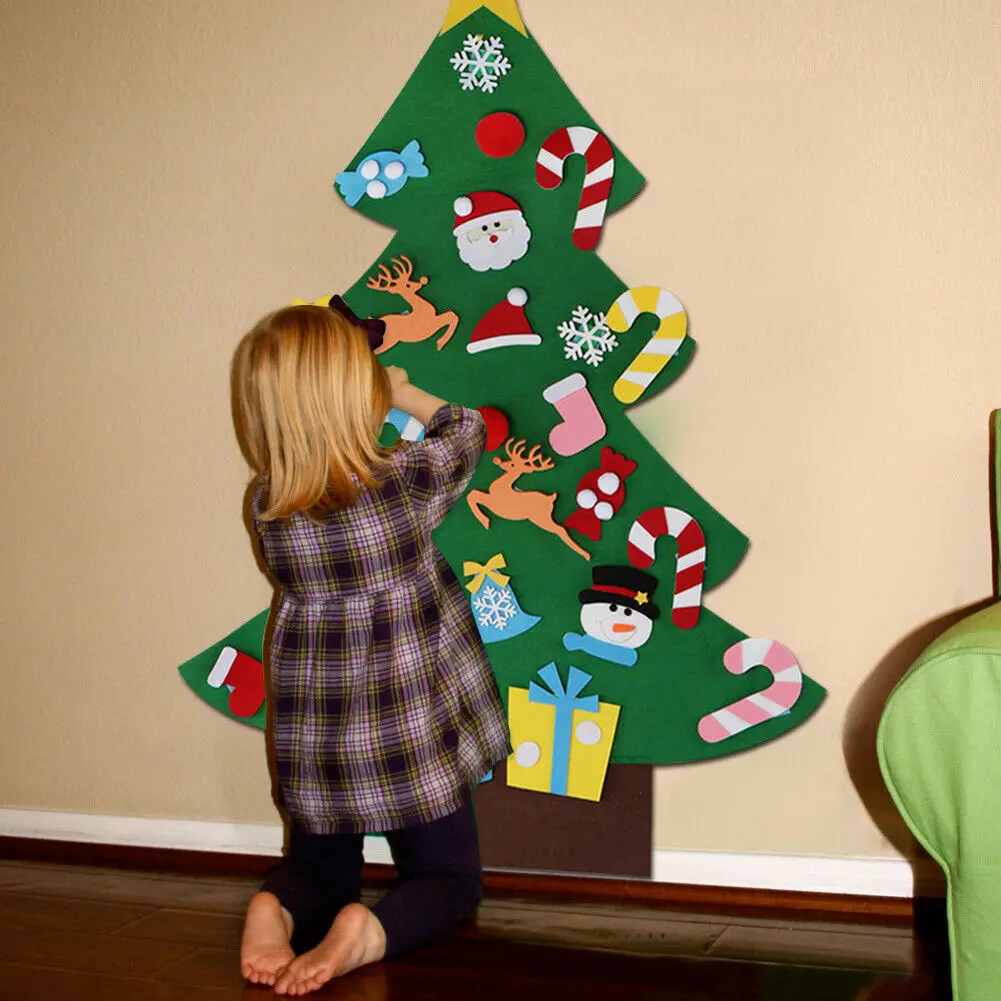 Большая DIY войлочная Рождественская елка с орнаментом Рождественская дверь Настенное подвесное украшение