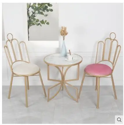 Table and chair combination Cafe dessert simple back manicure chair Nordic marble balcony tea table