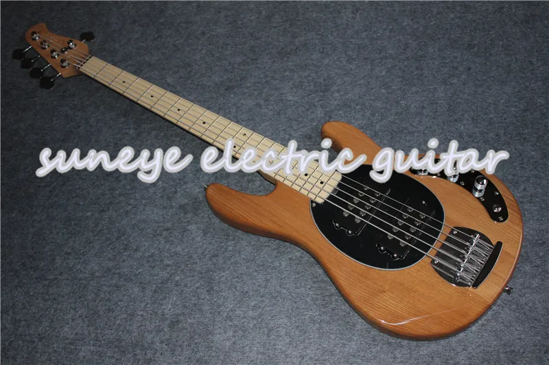 

High Quality Natural Wood Music Man Style Electric Bass Guitar 5 String Guitar Bass Left Handed Bass Guitar Free Shipping