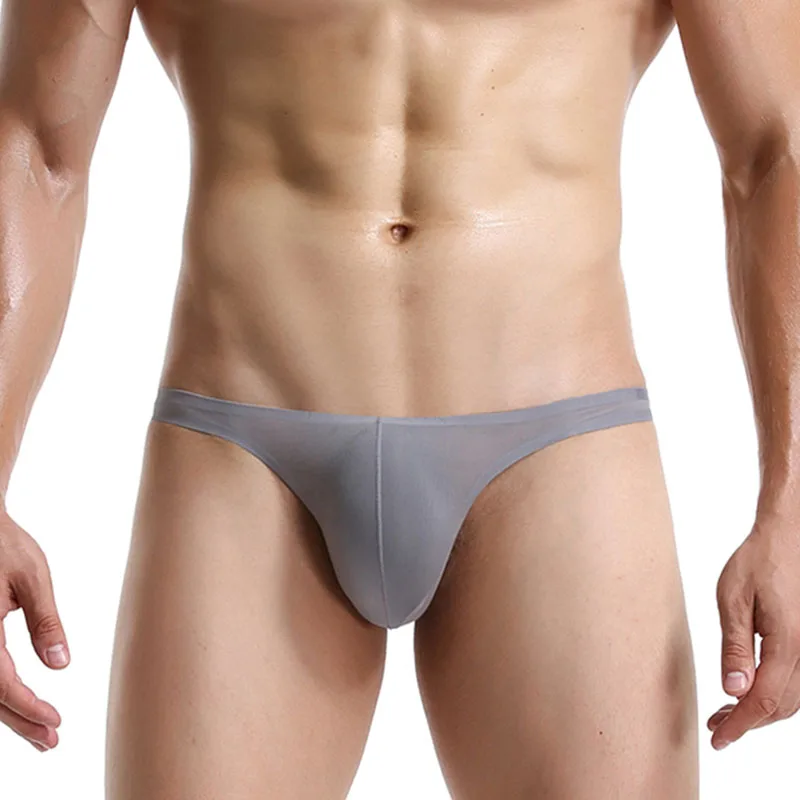 Сексуальное нижнее белье Для мужчин стринги человек прозрачный ледяной шелк T