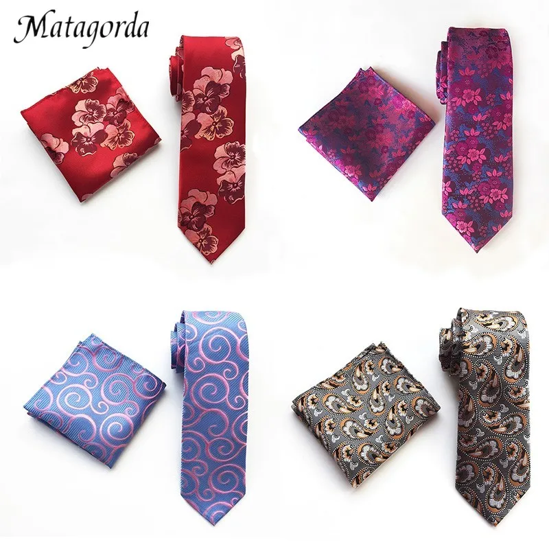 

Vintage Style Man Tie Pocket Square Hanky Set Jacquard Flower Paisley Necktie Handkerchief Suit Wedding Neckwear Formal Gravata