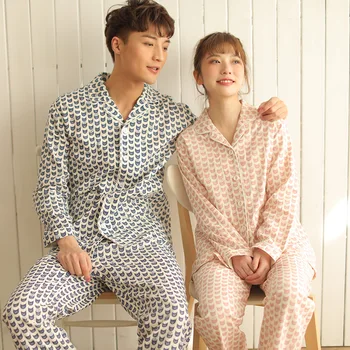 

Meju New Products Simple Household Couples Pajamas Pure Cotton Breathable Gauze Homewear Set