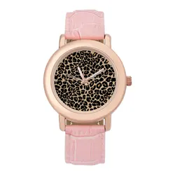 Reloj de cuarzo tradicional con estampado de leopardo para mujer, pulsera de acero con clase, para oficina