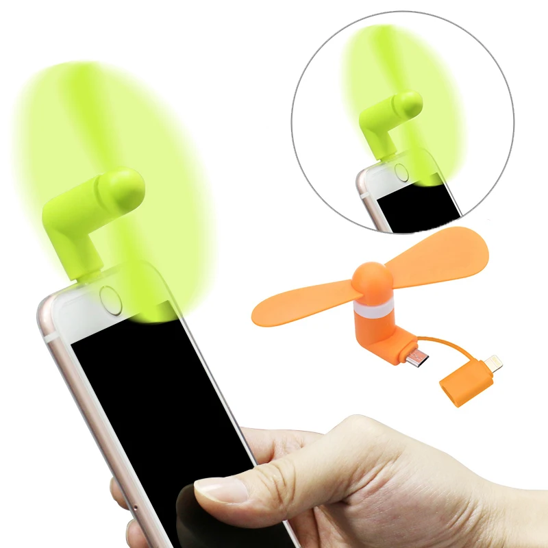 Portable Mini 2 In 1 Mobile Phone Fan, Micro USB Adapter Type IOS Smartphone For Iphone Android Micro Hanldheld Cooling Fan - ANKUX Tech Co., Ltd