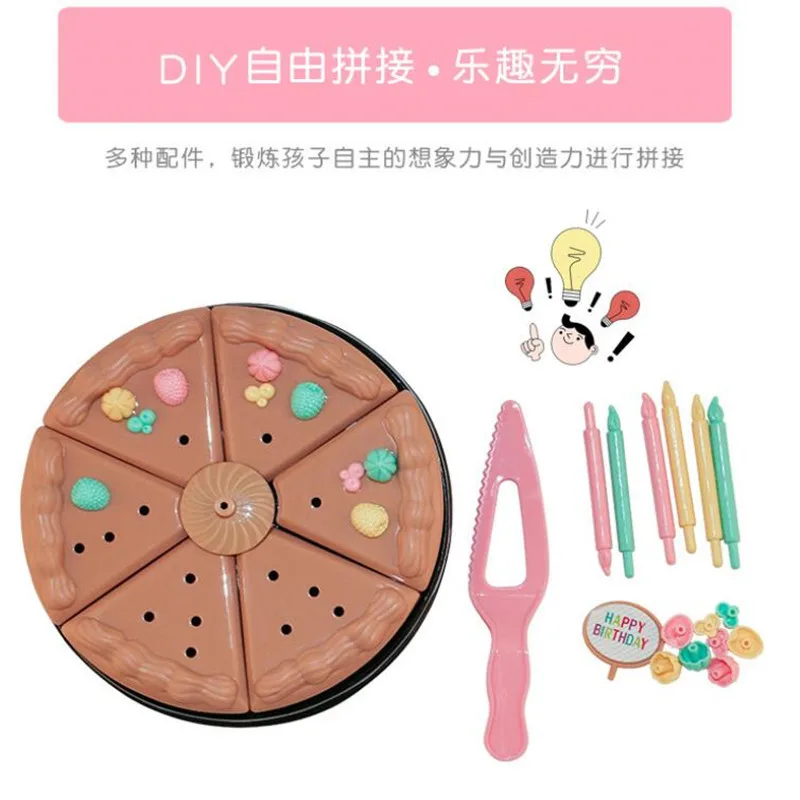 DIY игрушечный торт Кухня Еда ненастоящая игра резка фрукты день рождения игрушки Cocina De Juguete розовый синий для Детский обучающий подарок