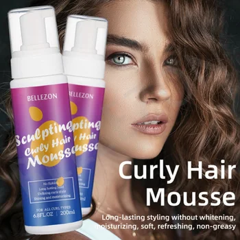 

200ml Hair Foam Mousse Strong Hold Hair Define Curly Hair Mousse Styling Product Finishing Anti-Frizz Fixative Styling Cream