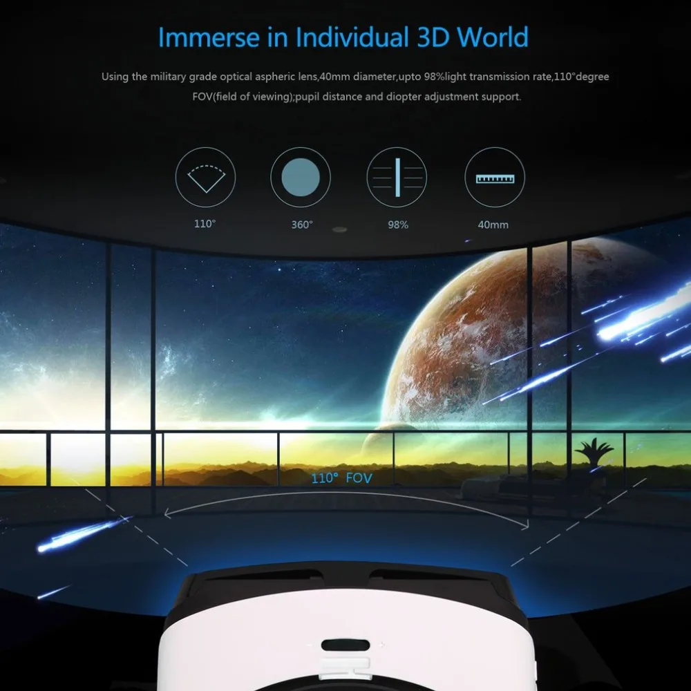 Крутые VR Box 3D очки виртуальной реальности с захватывающим глазом, гарнитура для путешествий, шлем для 4,5-5,5 дюймового смартфона