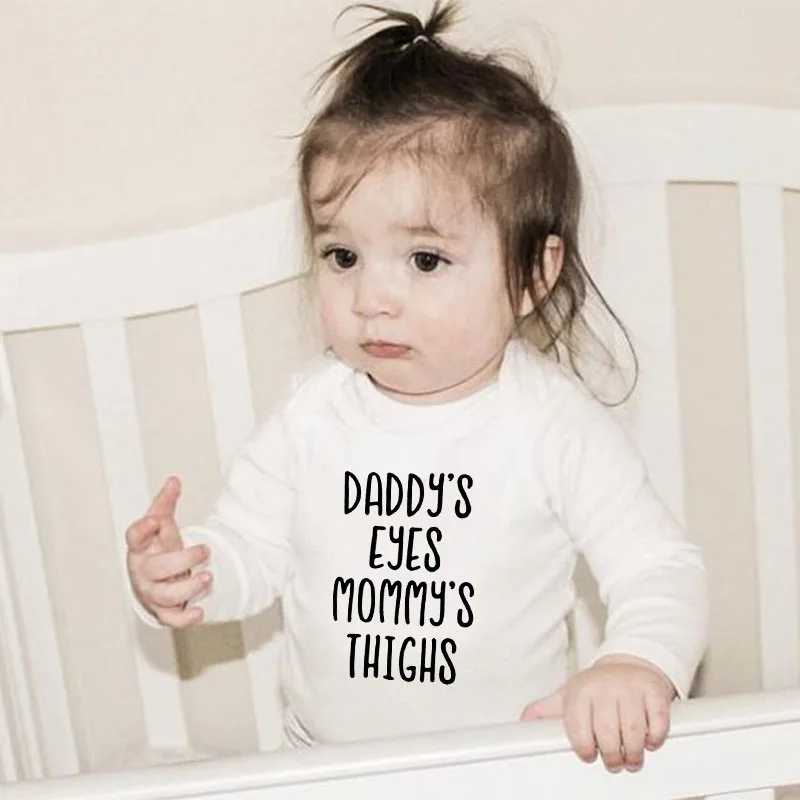 И надписью «Daddy's глаза «Мамины» бедра футболка со смешным буквенным принтом детская одежда осень с длинным рукавом хлопковый комбинезон