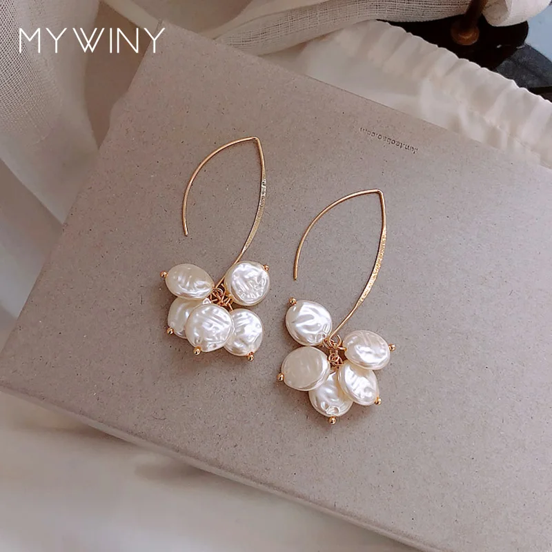 MYWINY уникальные корейские ушные крючки серьги в виде ракушки темперамент ins web