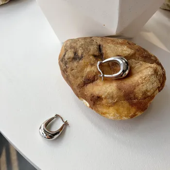 

CUTE Authentic 925 Sterling silver Morocco Glossy U" Shape Geometric Hoop Huggie Earrings FINE jEWELRY TLE883