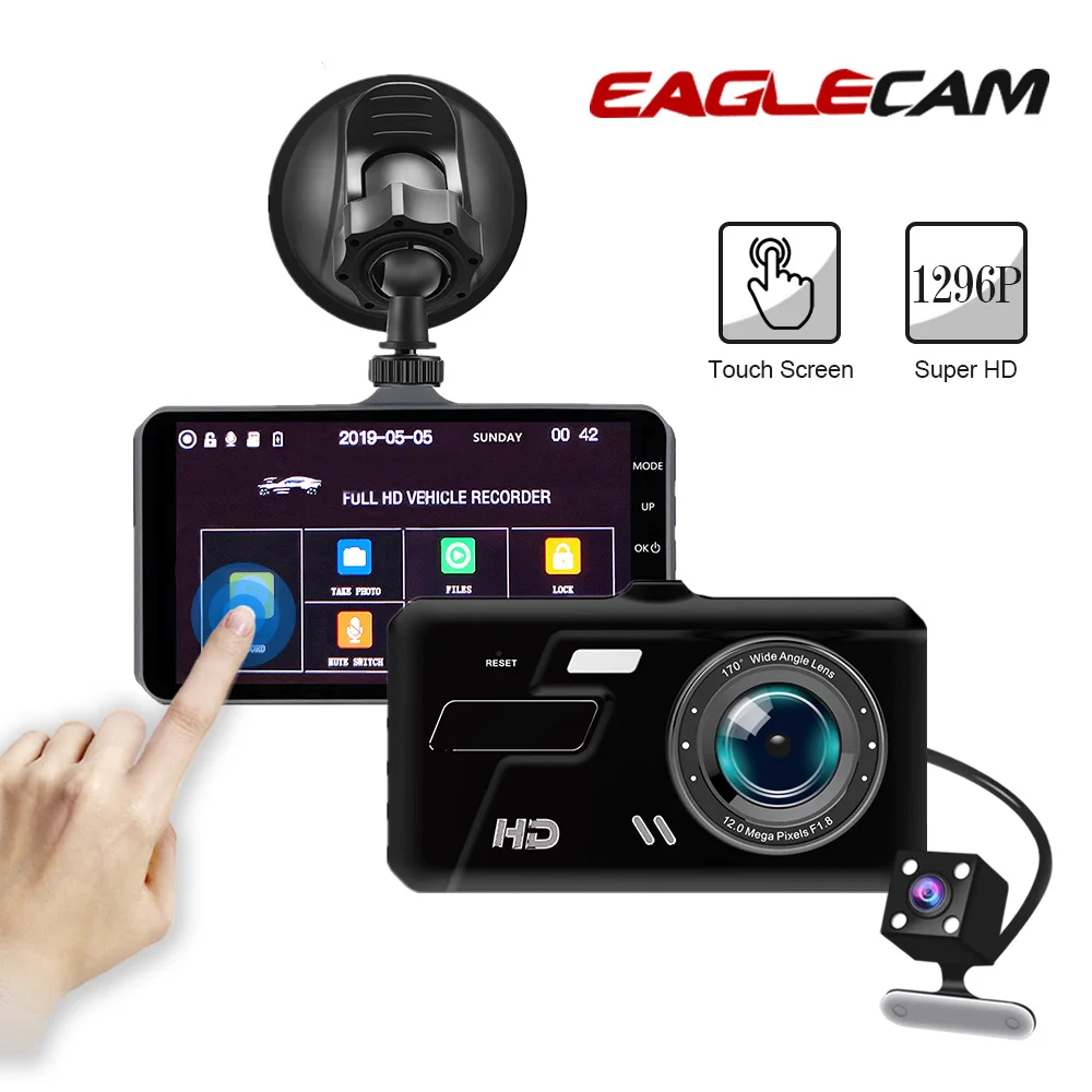 Видеорегистратор с двумя объективами Dvrs Mini Car DVR T681 FHD 1080P 4 &quotсенсорный экран