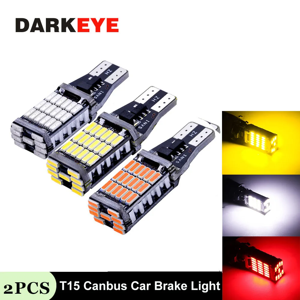 

DARKEYE 2Pcs T15 4014 45 SMD Canbus LED Car Brake Reverse Turn Signal Fog Light Wit Lamp Trunk Lamp no error DJ