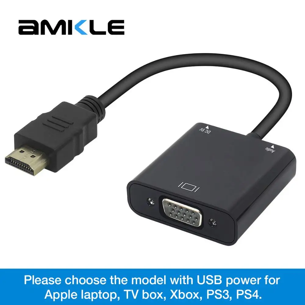 Адаптер Amkle HDMI VGA переходник типа Папа 1080P цифро аналоговый аудио для ПК ноутбуков